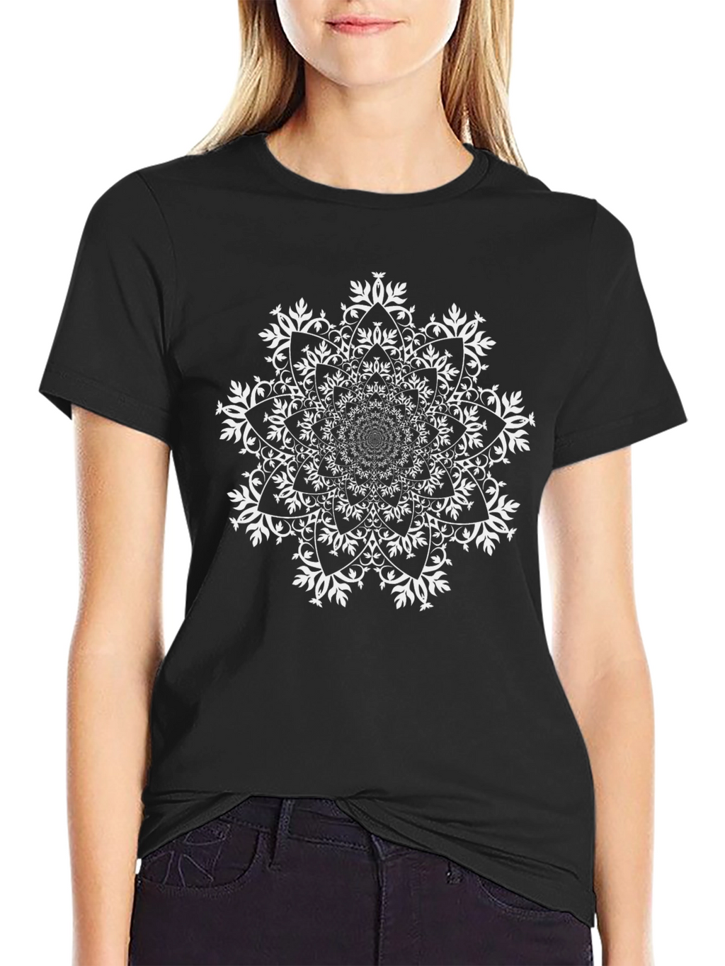 Mandala Graphic Tee - Black Casual Style