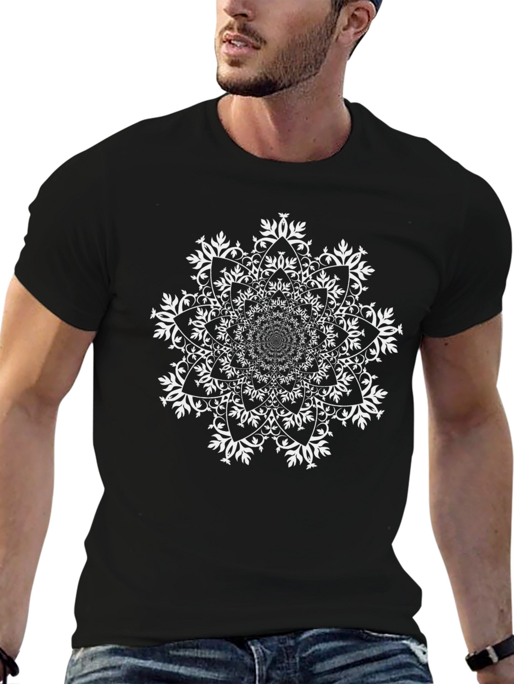 Mandala Graphic Tee - Black Casual Style