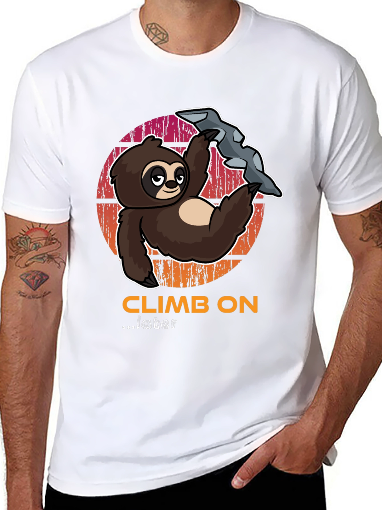 Climb On Later Sloth T-Shirt - Funny Climbing Tee