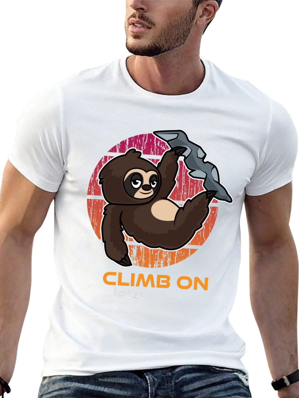 Climb On Later Sloth T-Shirt - Funny Climbing Tee