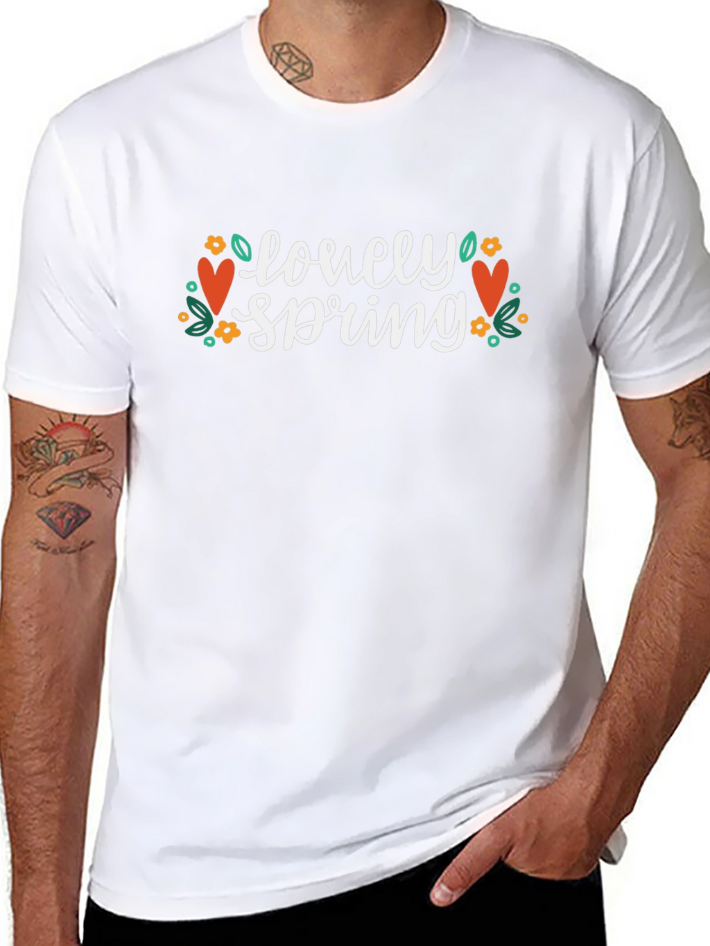 Lovely Spring Graphic Tee - Black Crew Neck T-Shirt