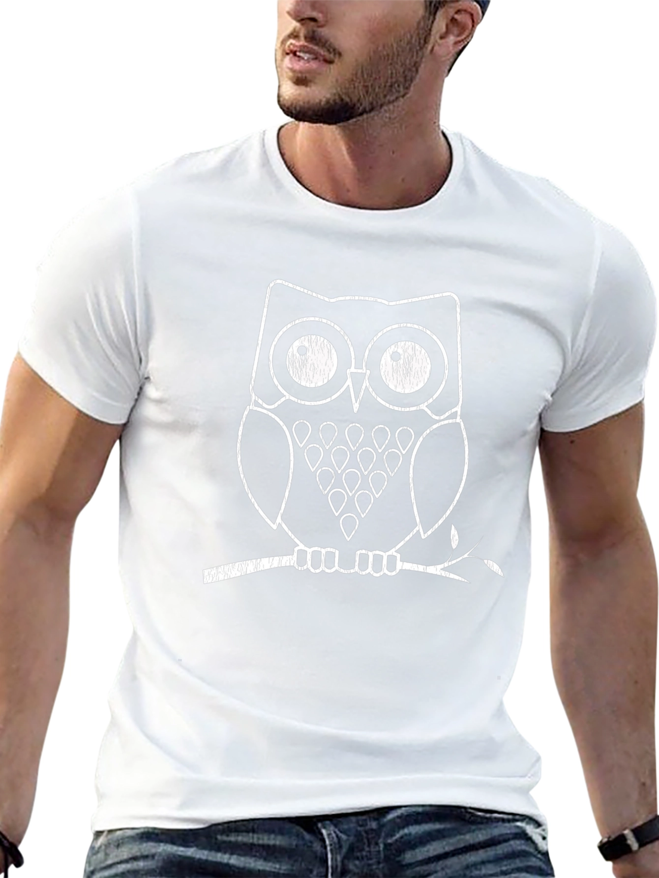 Owl Graphic Tee - Black Cotton T-Shirt