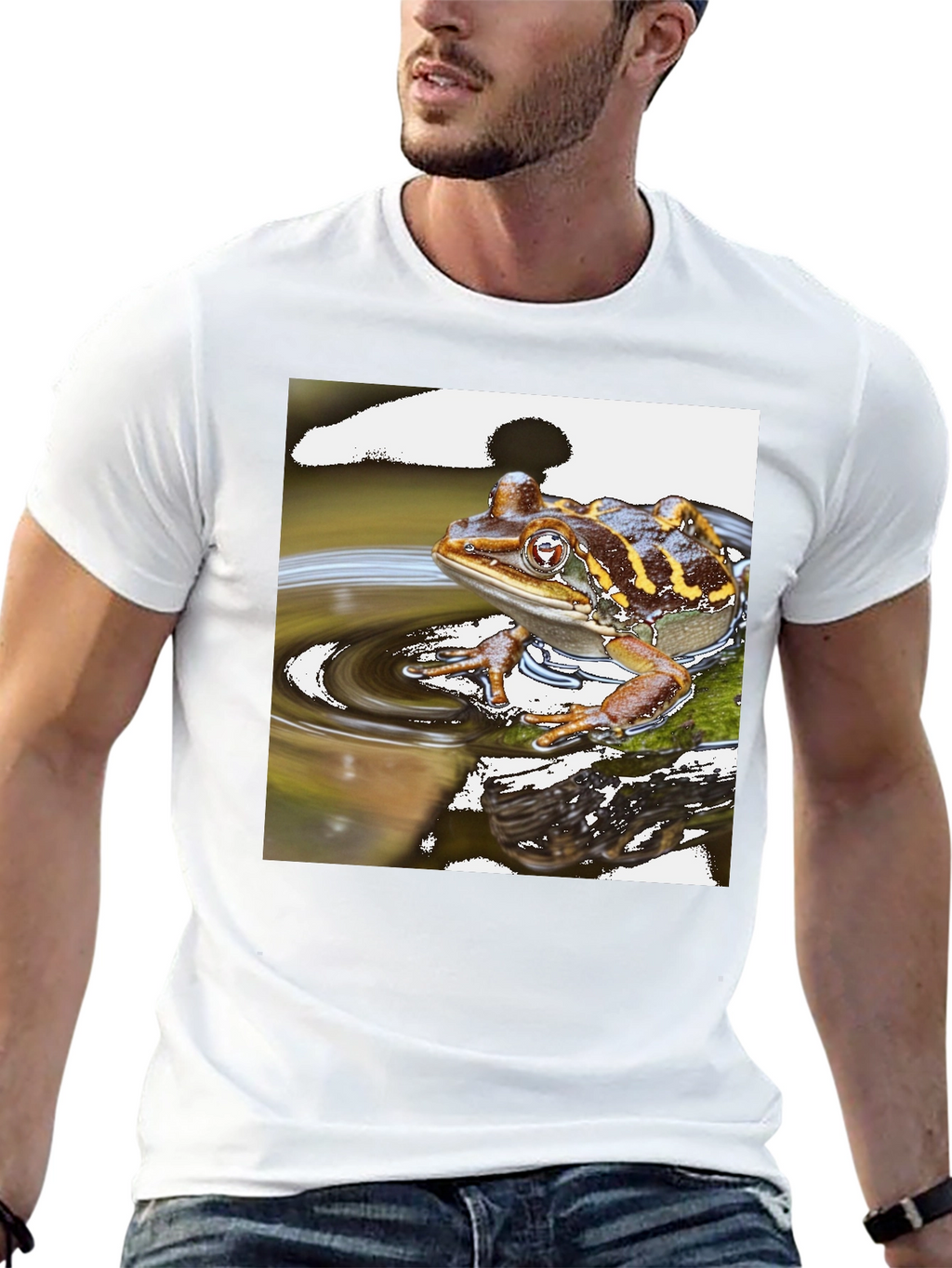 Frog in Water Mens Black T-shirt