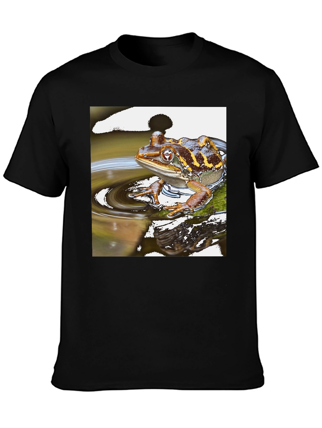 Frog in Water Mens Black T-shirt