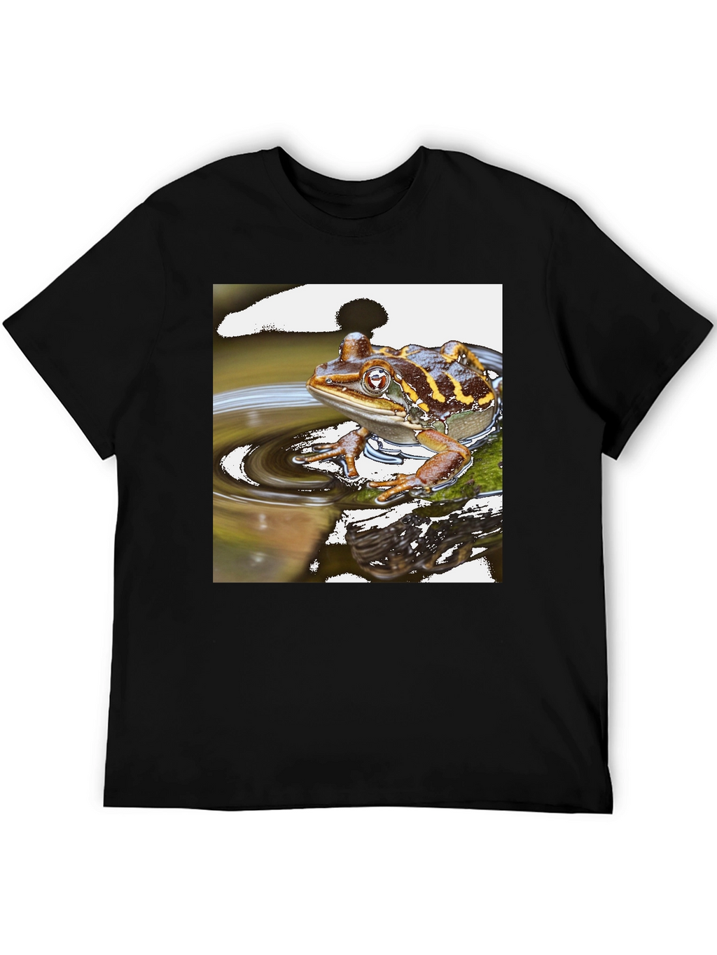 Frog in Water Mens Black T-shirt