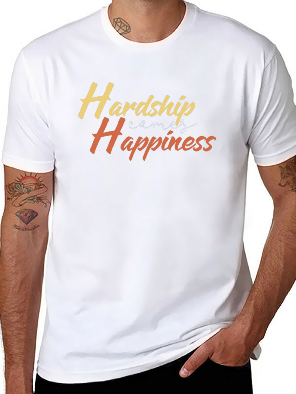 Hardship Comes Happiness Black T-Shirt