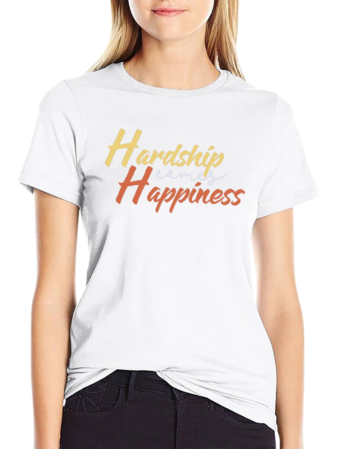 Hardship Comes Happiness Black T-Shirt