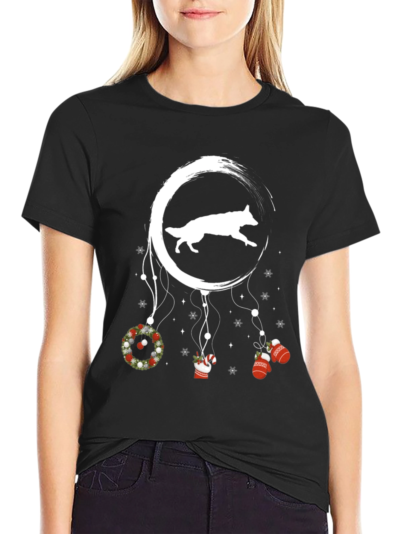 Dog Moon Christmas T-Shirt