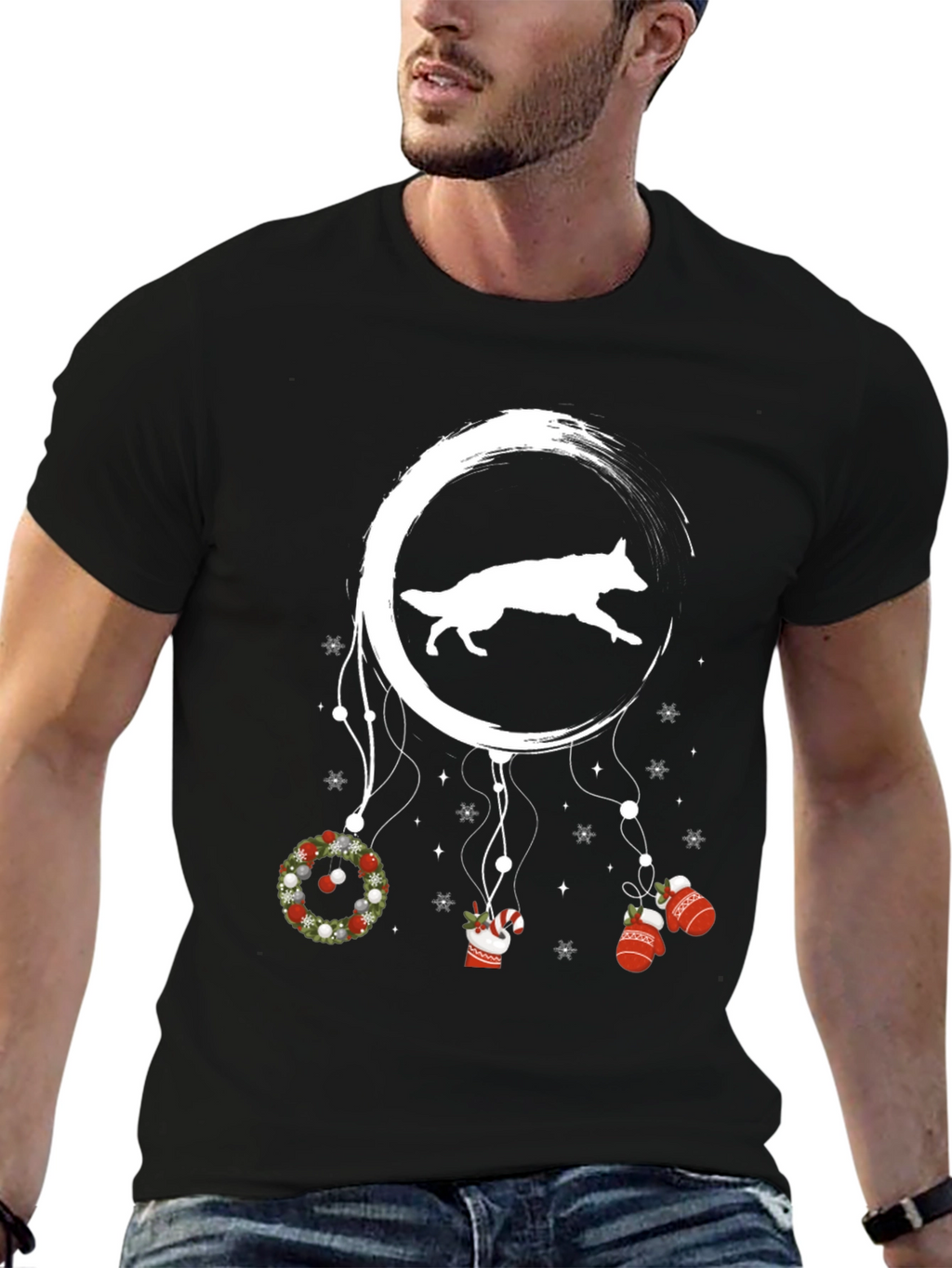 Dog Moon Christmas T-Shirt
