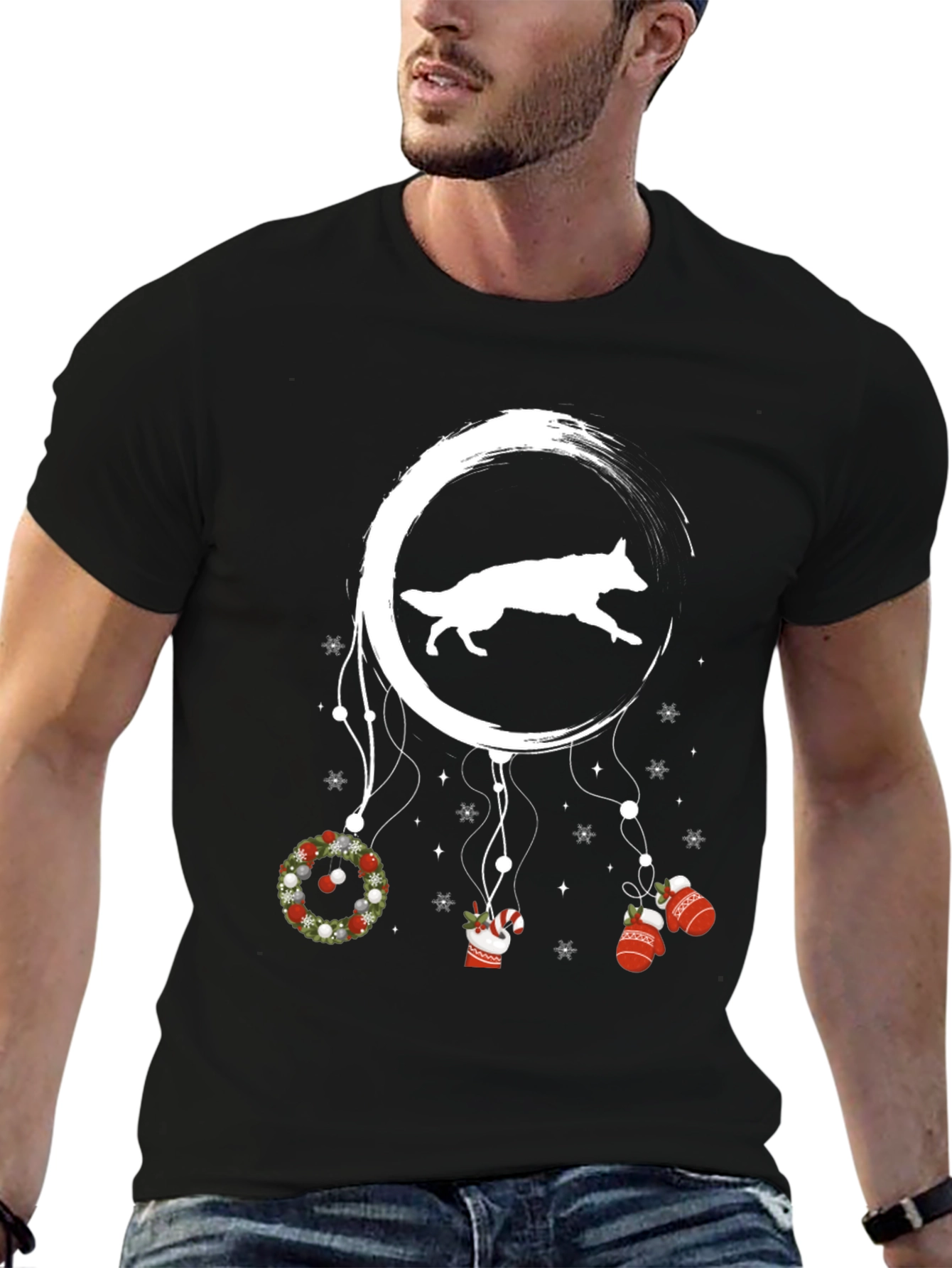 Dog Moon Christmas T-Shirt