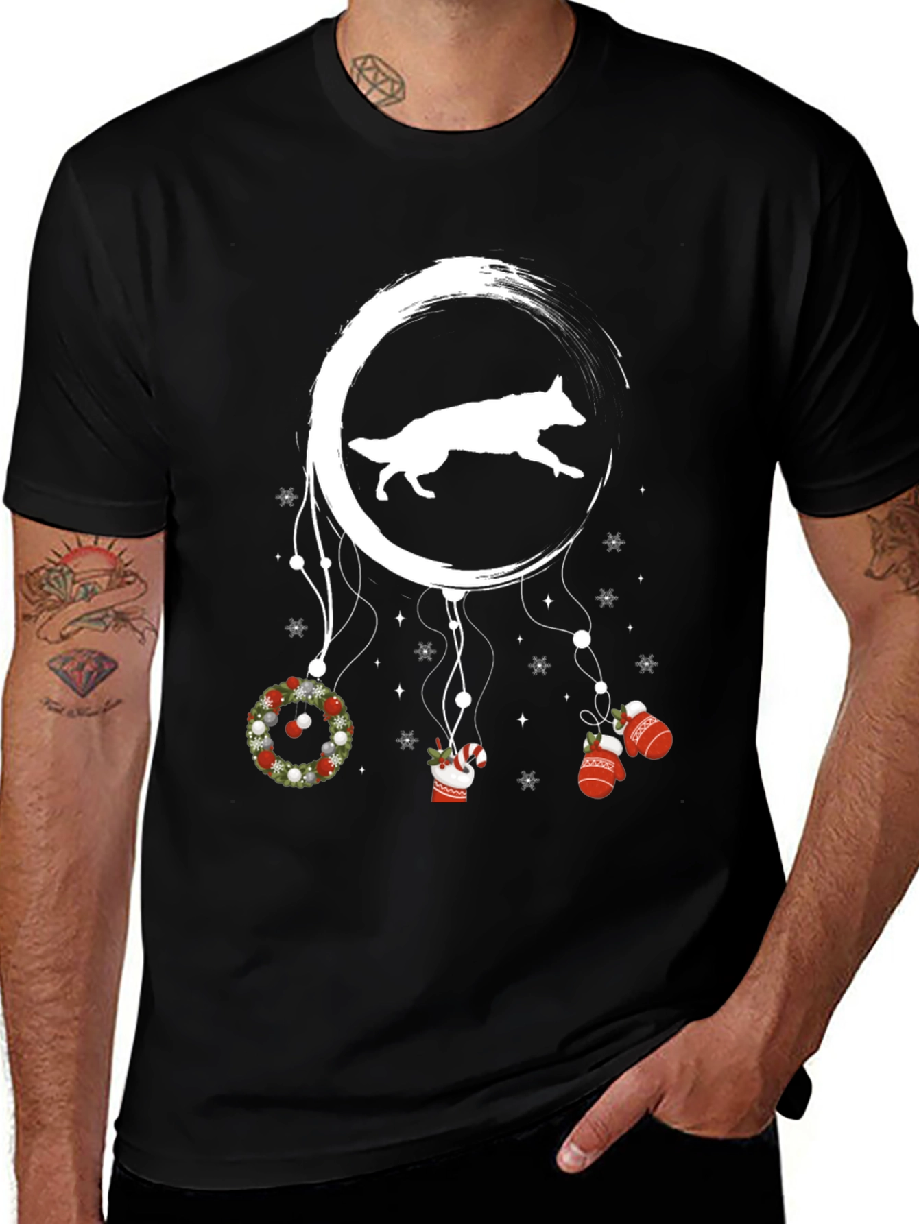 Dog Moon Christmas T-Shirt