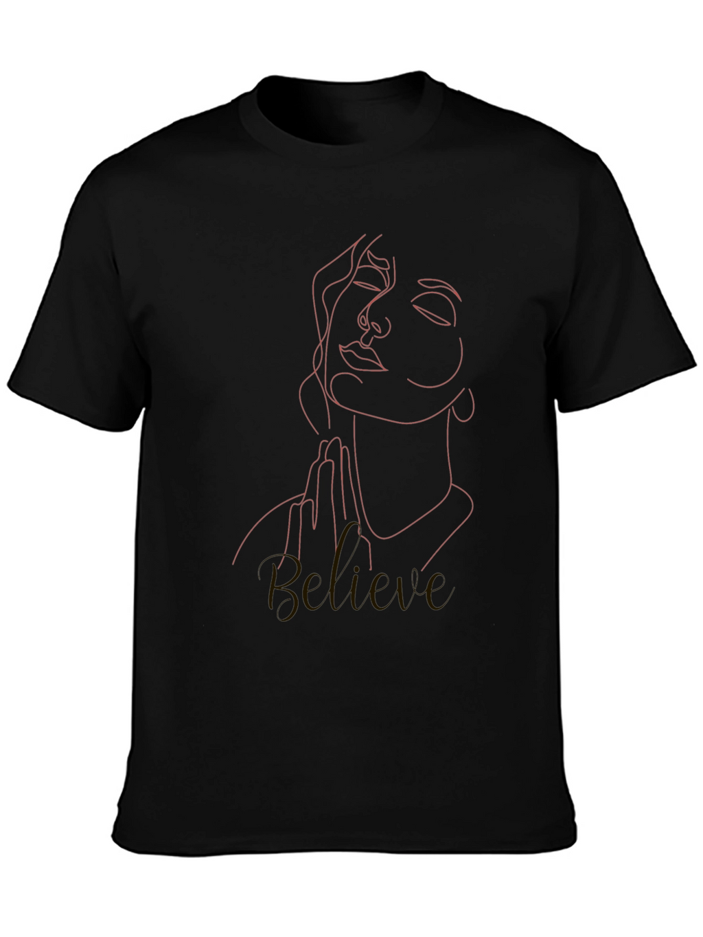 Believe Line Art Tee - Stylish Black T-Shirt