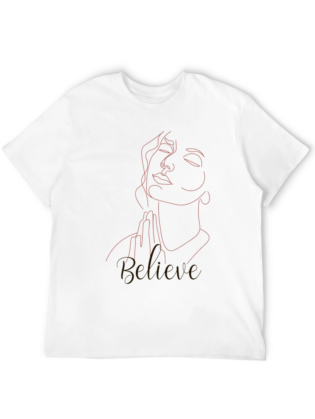 Believe Line Art Tee - Stylish Black T-Shirt