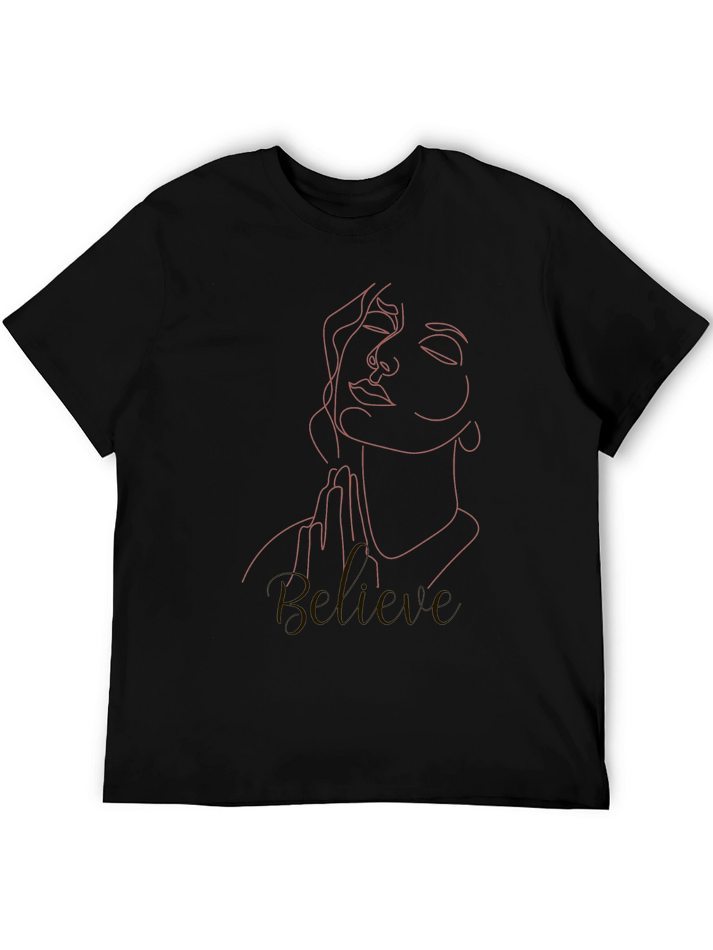 Believe Line Art Tee - Stylish Black T-Shirt