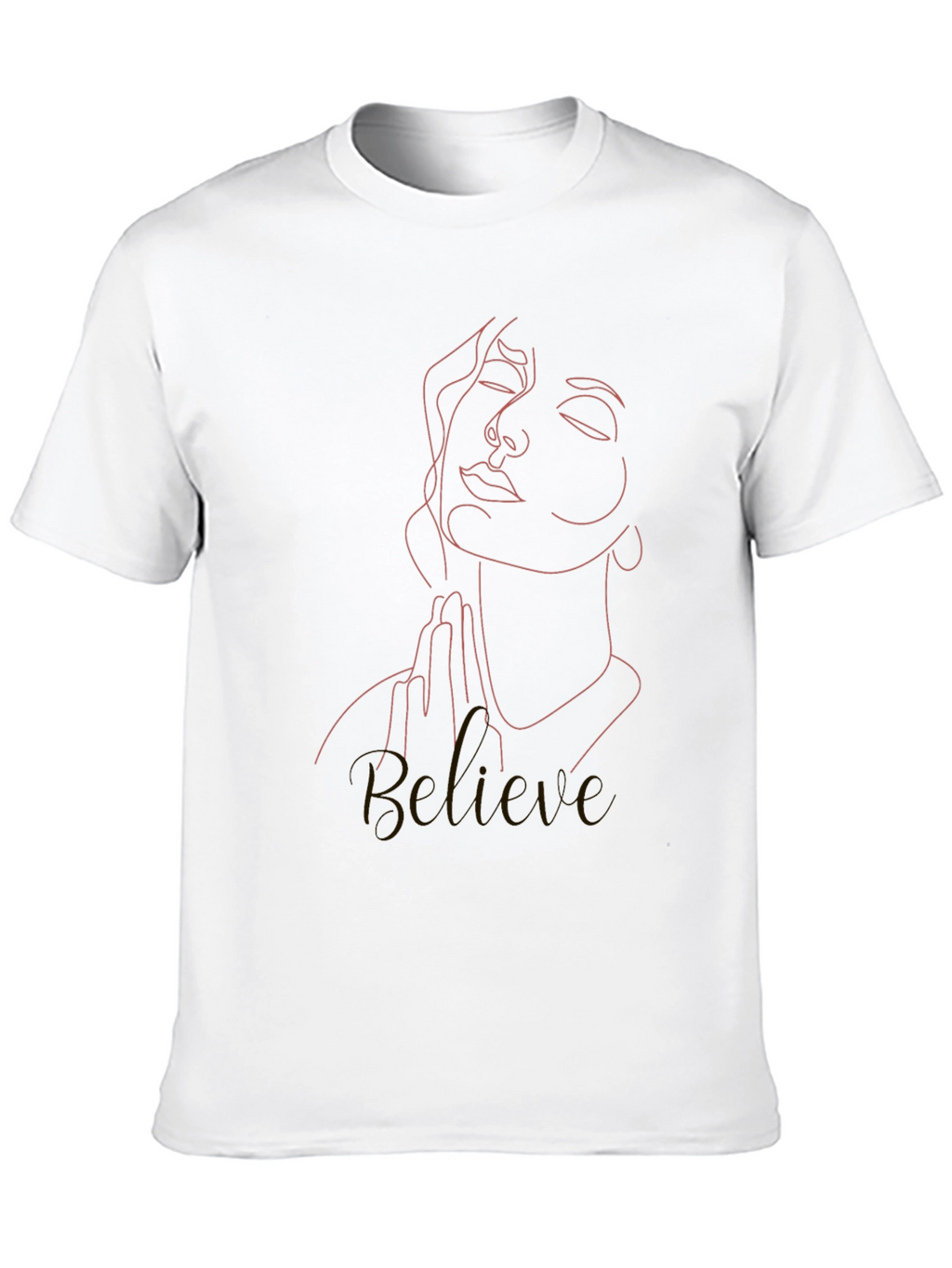 Believe Line Art Tee - Stylish Black T-Shirt