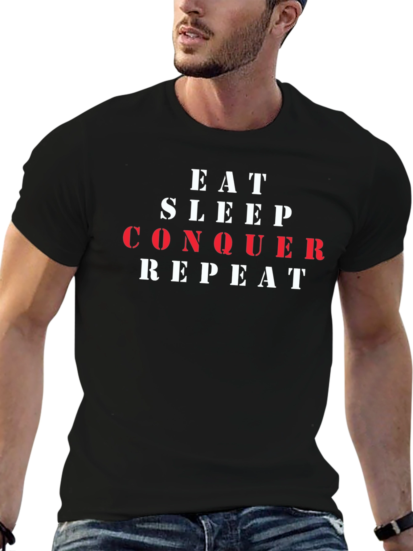 Eat Sleep Conquer Repeat Graphic Tee