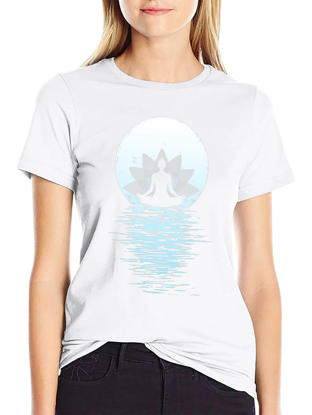 Zen Lotus Moon Meditation Graphic Tee