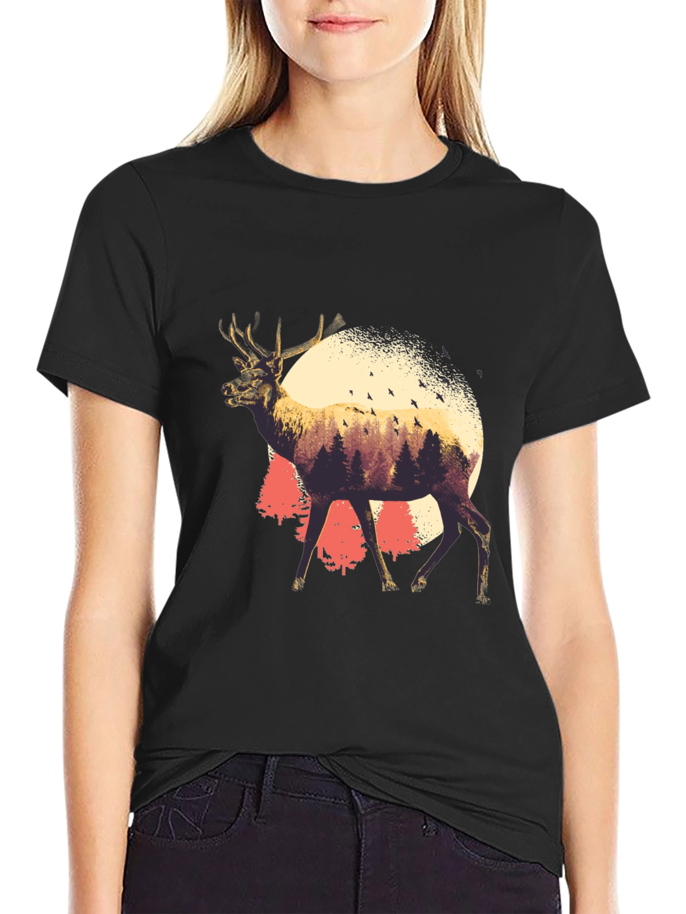 Nature Deer Graphic T-Shirt
