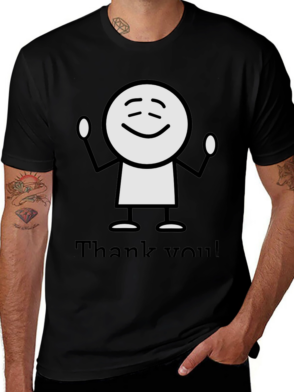 Funny Thank You Stick Figure Graphic Tee