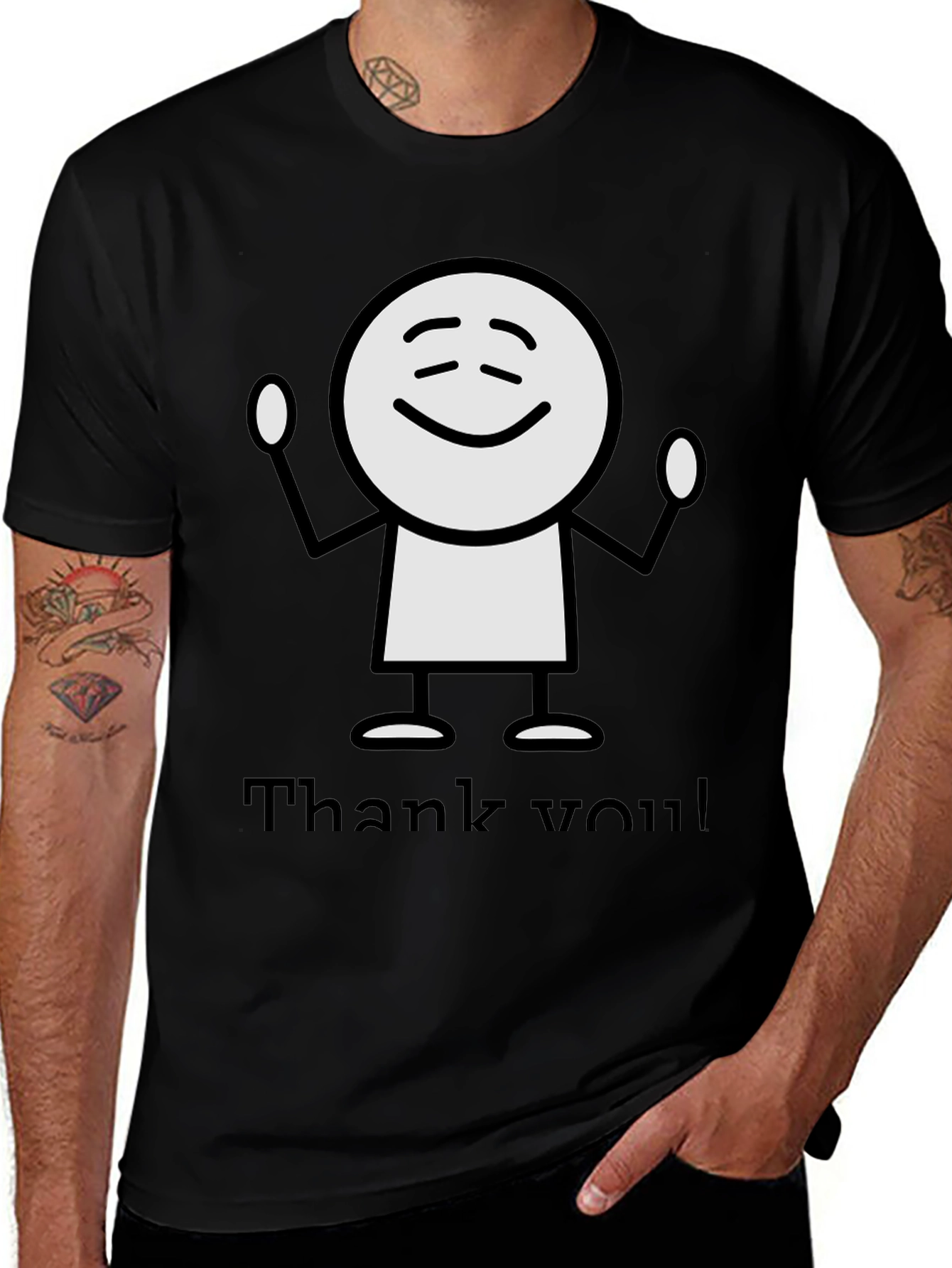 Funny Thank You Stick Figure Graphic Tee