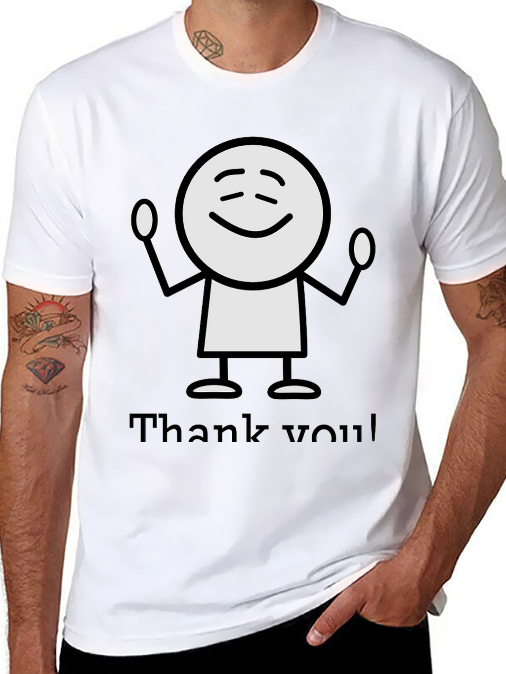 Funny Thank You Stick Figure Graphic Tee
