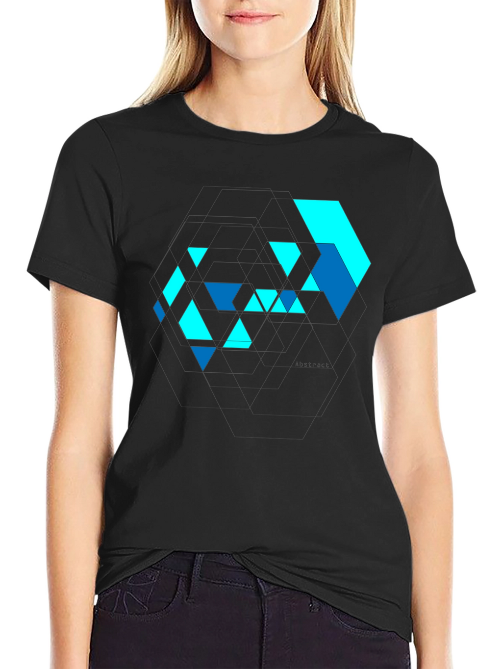 Abstract Geometric Design Black T-Shirt
