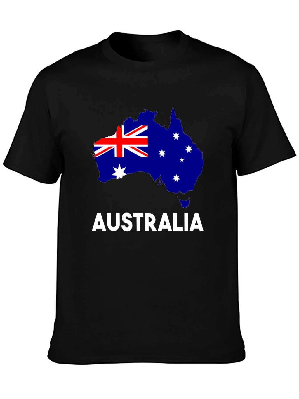 Australia Flag Map Graphic Tee - Black Cotton