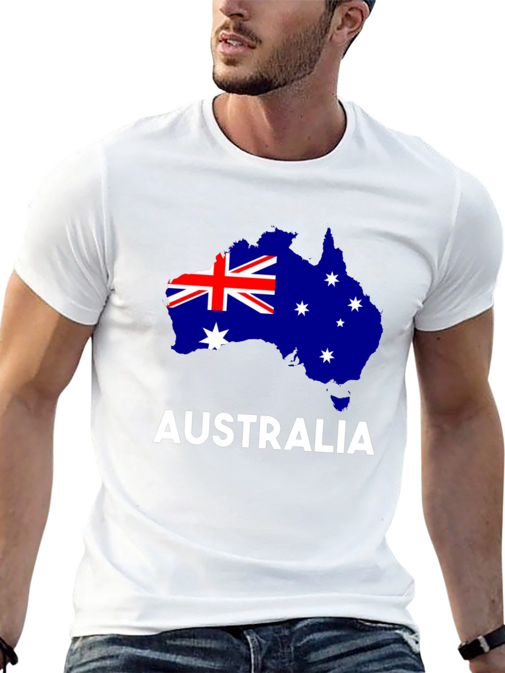 Australia Flag Map Graphic Tee - Black Cotton