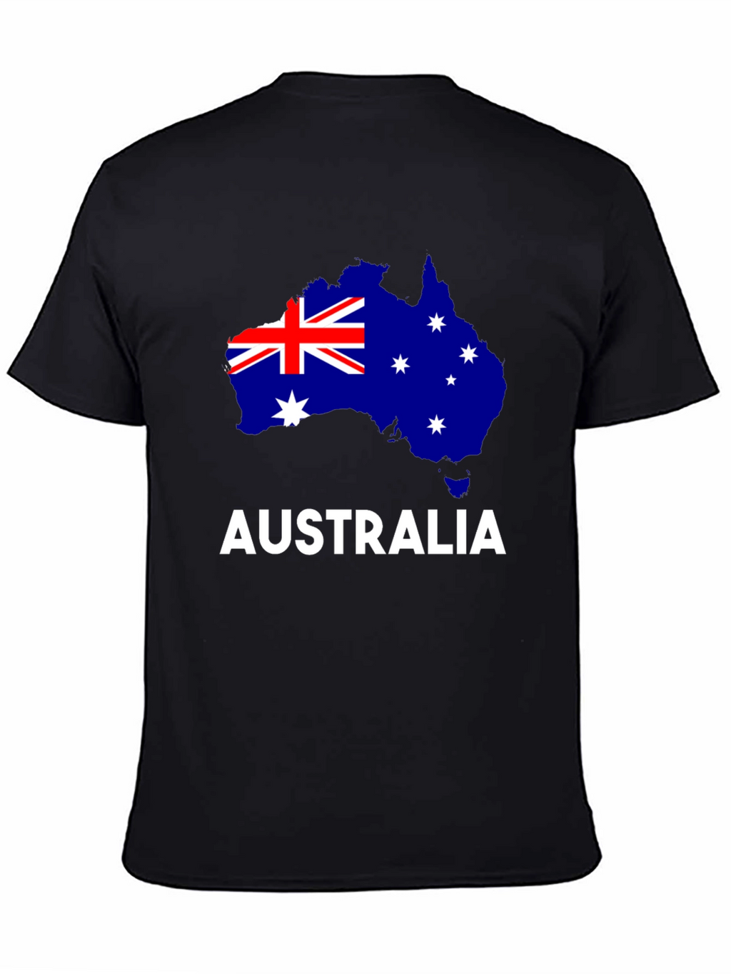Australia Flag Map Graphic Tee - Black Cotton