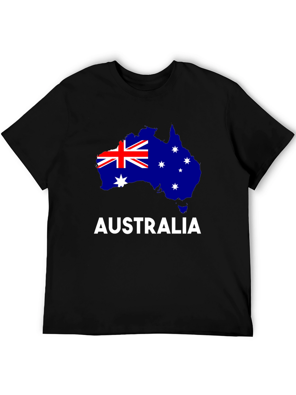 Australia Flag Map Graphic Tee - Black Cotton