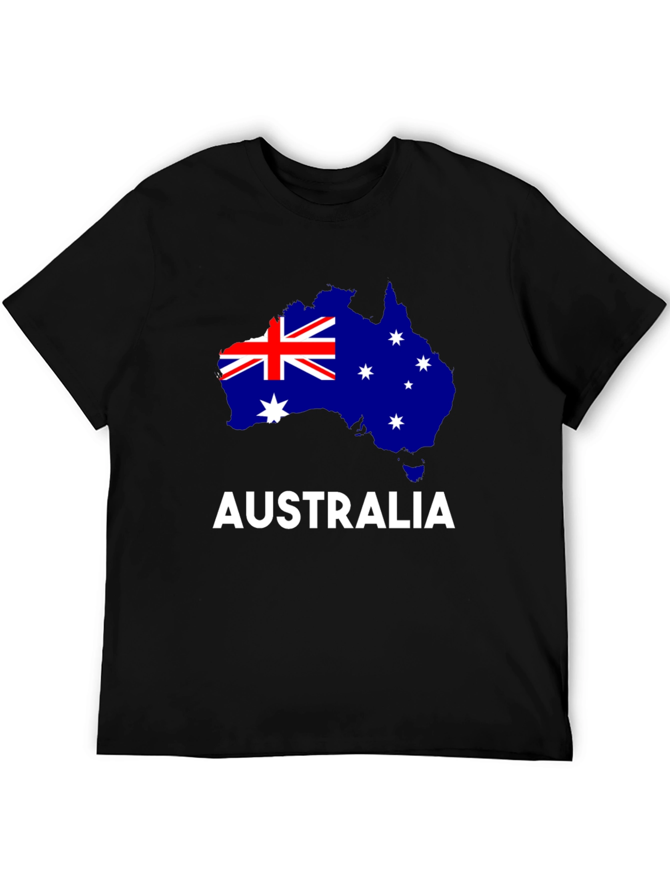 Australia Flag Map Graphic Tee - Black Cotton