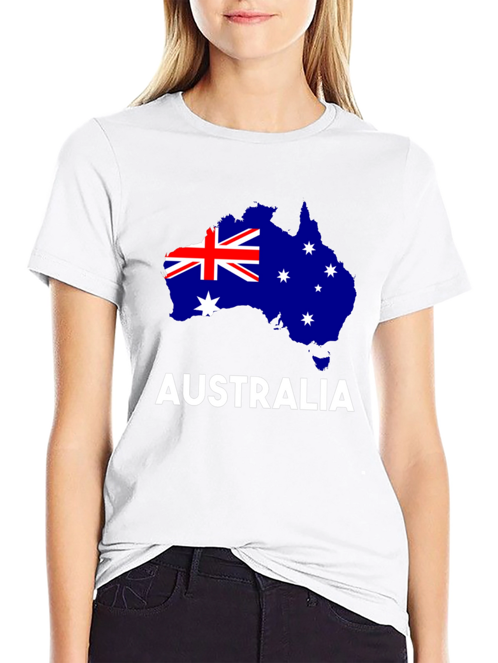 Australia Flag Map Graphic Tee - Black Cotton