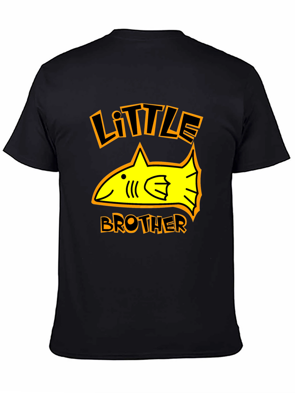Little Brother Shark Graphic Tee - Black Cotton T-Shirt