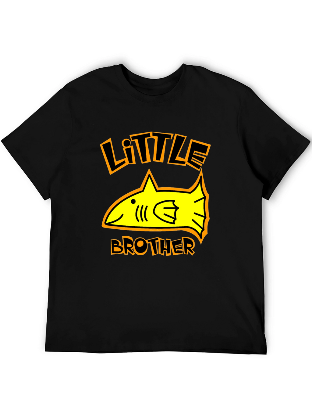Little Brother Shark Graphic Tee - Black Cotton T-Shirt
