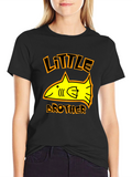 Little Brother Shark Graphic Tee - Black Cotton T-Shirt