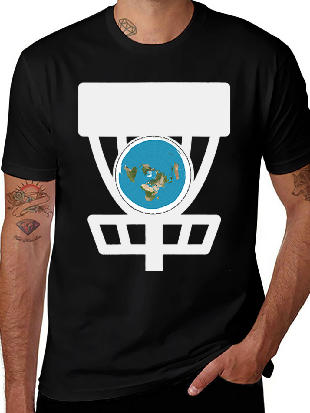 Flat Earth Disc Golf T-Shirt Funny Conspiracy Tee