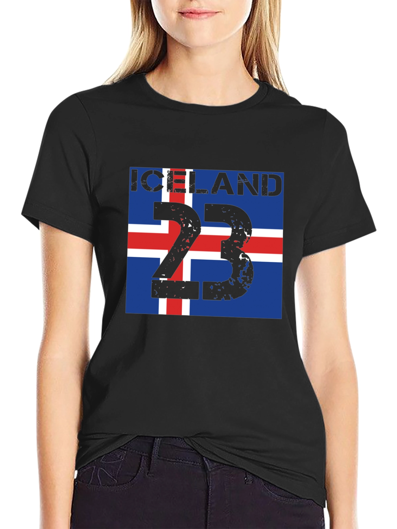 Iceland Flag 23 Black T-Shirt