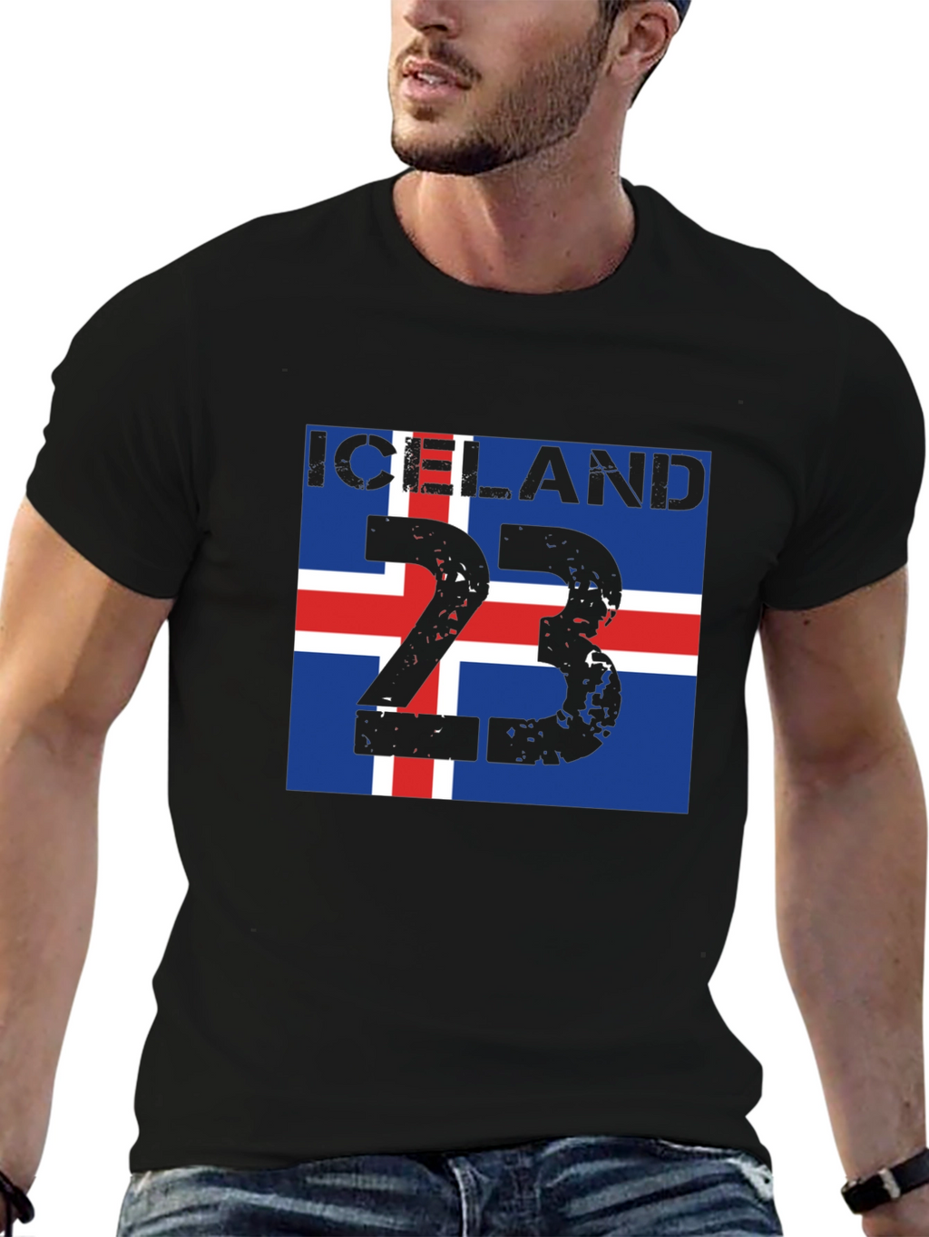 Iceland Flag 23 Black T-Shirt