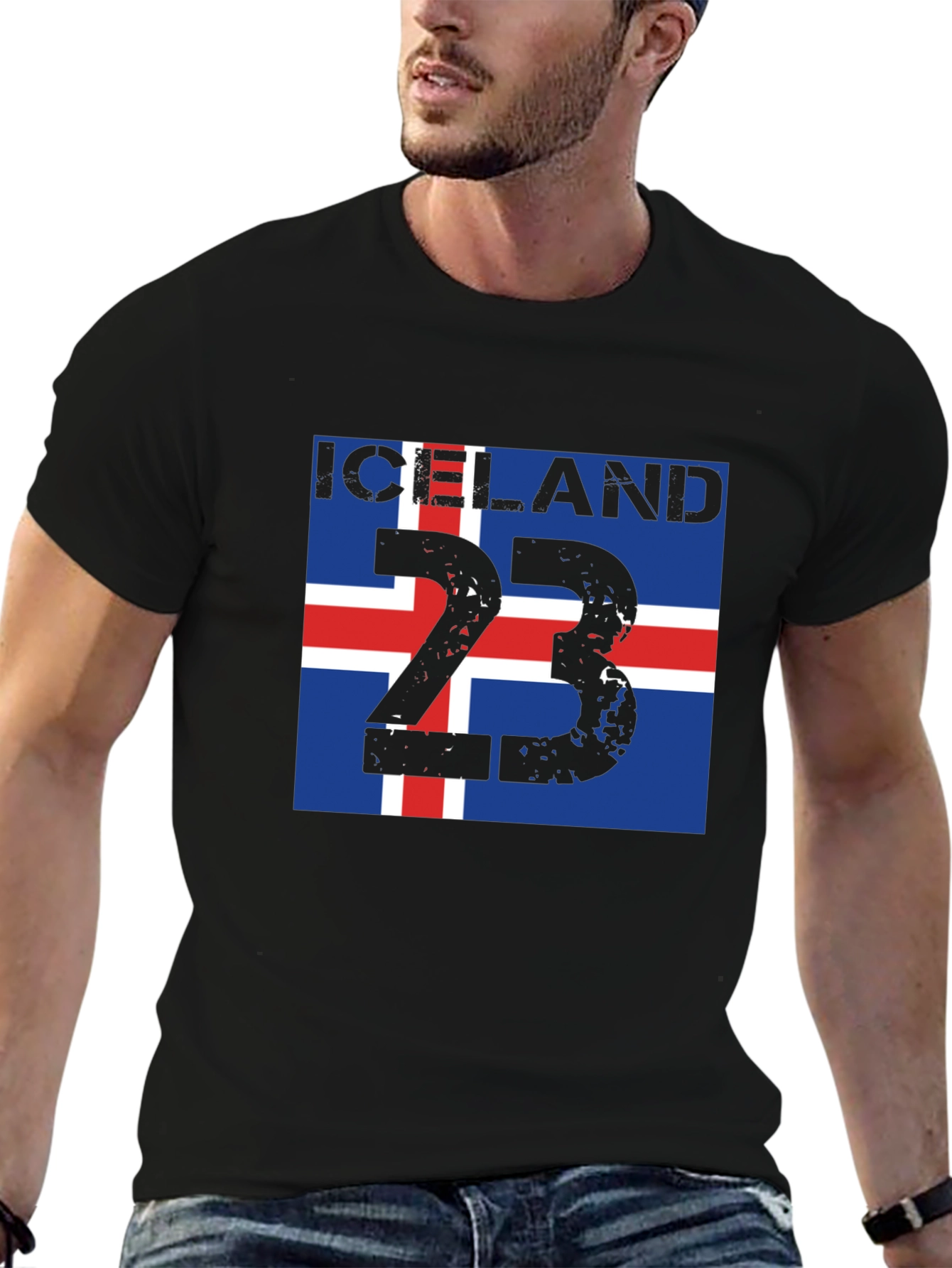 Iceland Flag 23 Black T-Shirt
