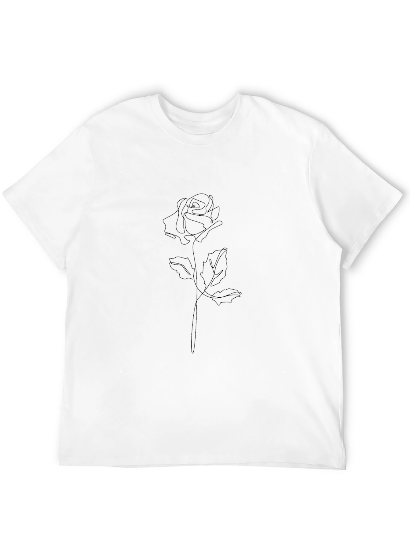 Minimalist Rose Line Art Black T-Shirt