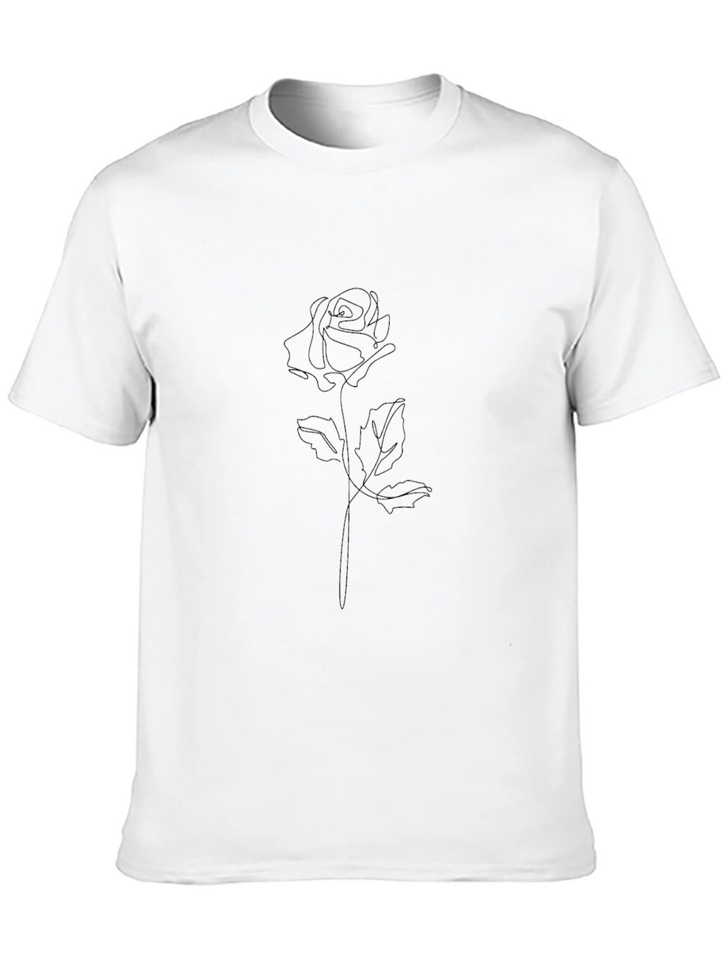 Minimalist Rose Line Art Black T-Shirt