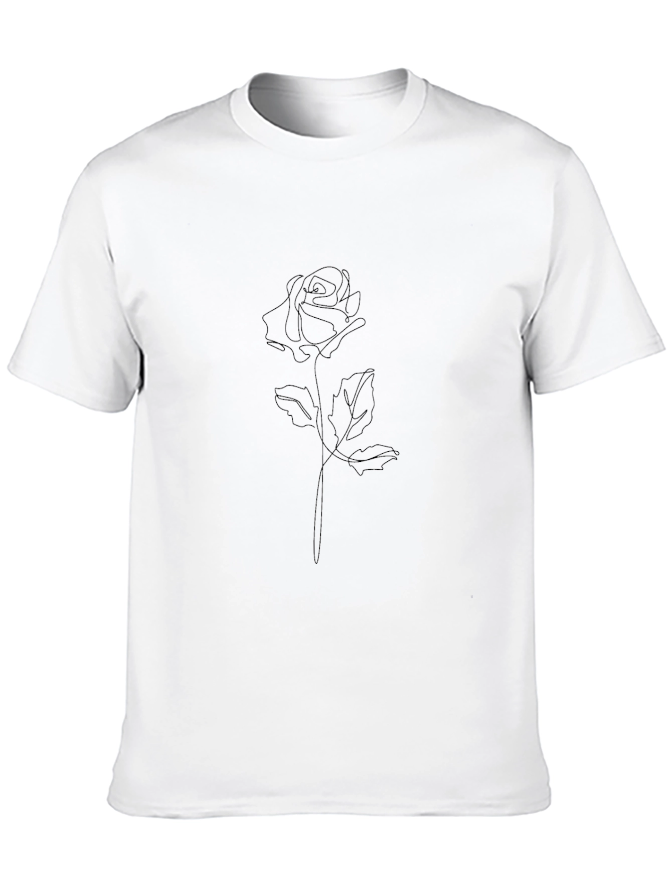 Minimalist Rose Line Art Black T-Shirt