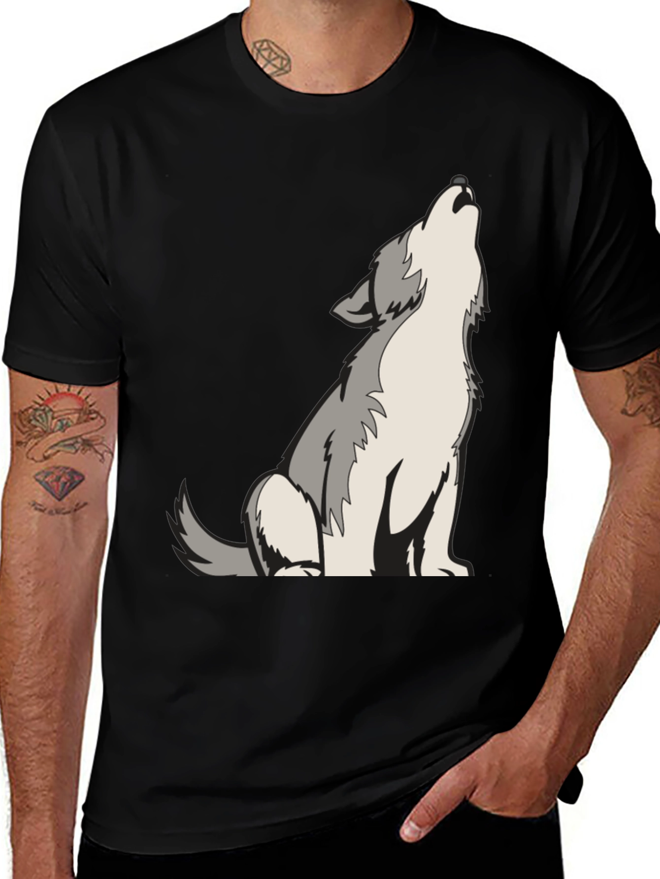 Wolf Howling Graphic Tee - Cool Animal Design