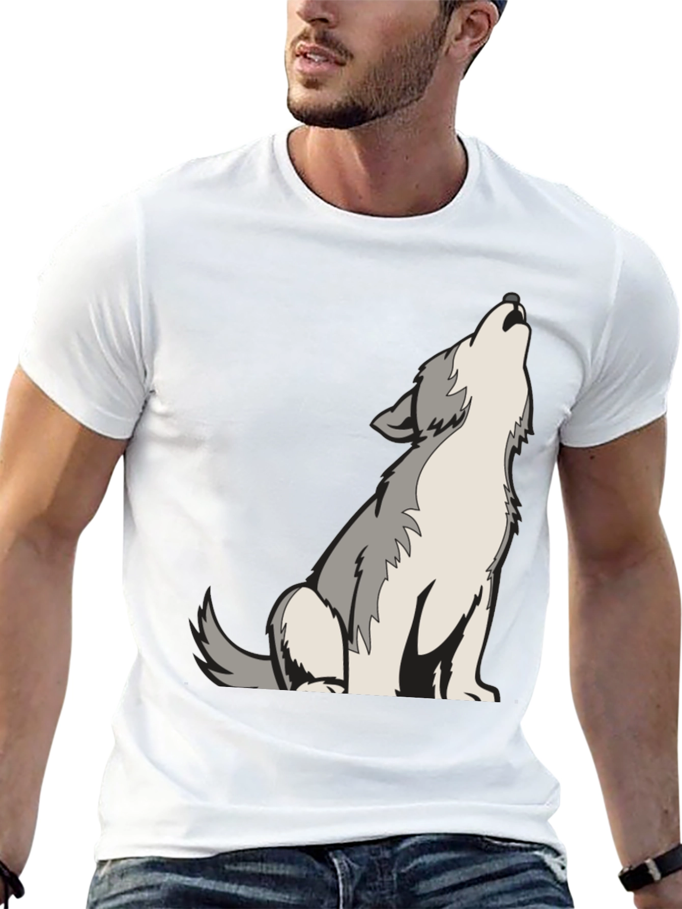 Wolf Howling Graphic Tee - Cool Animal Design