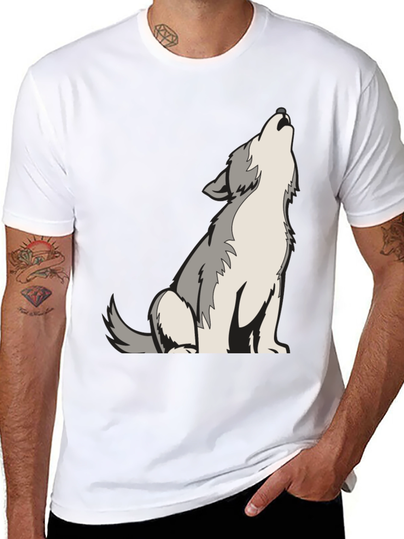 Wolf Howling Graphic Tee - Cool Animal Design