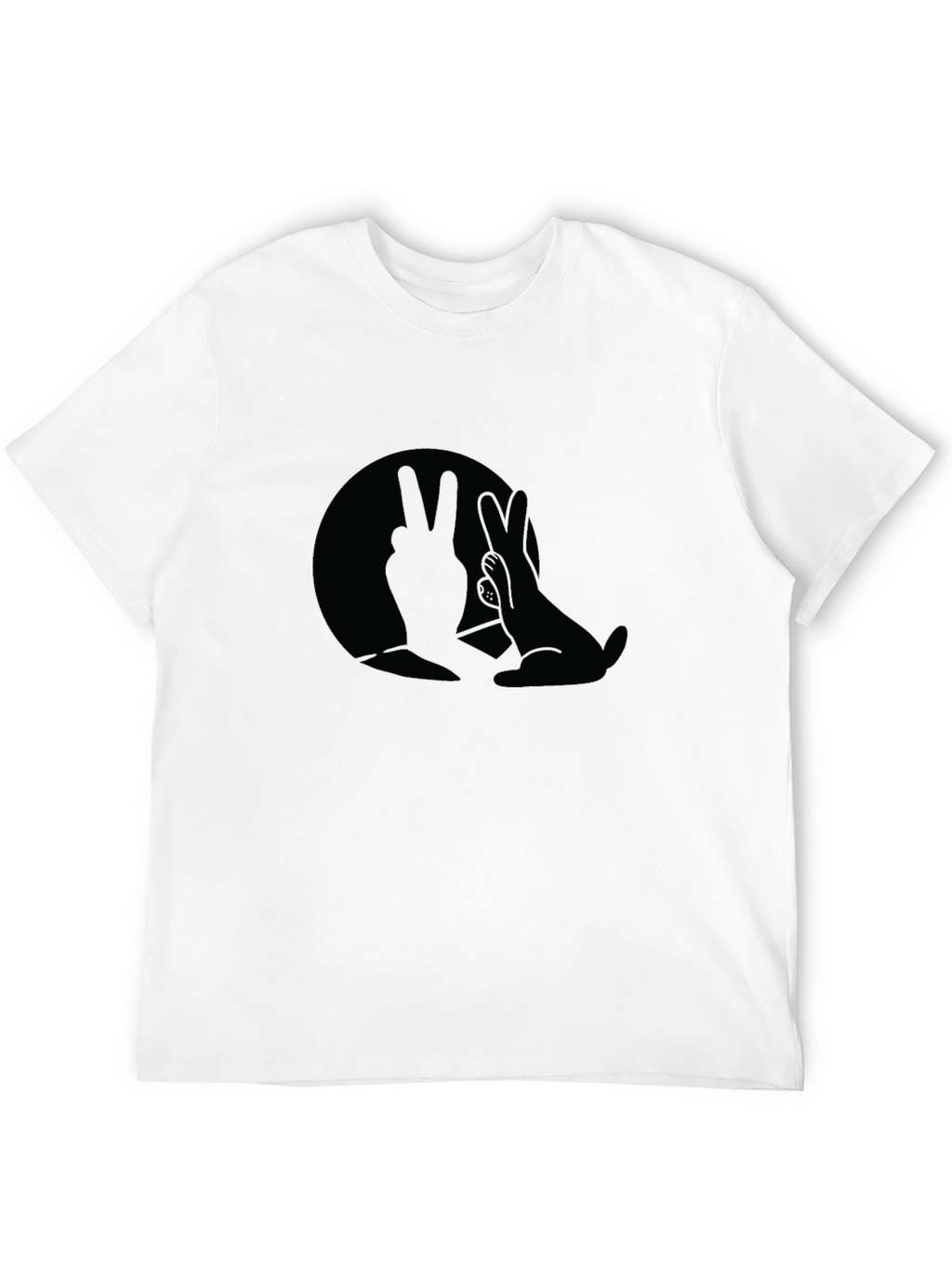Black T-Shirt with Bunny Hand Shadow Graphic
