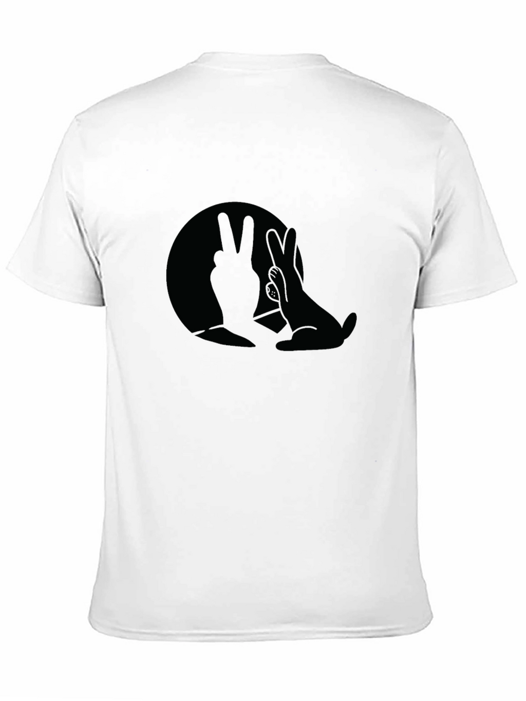 Black T-Shirt with Bunny Hand Shadow Graphic