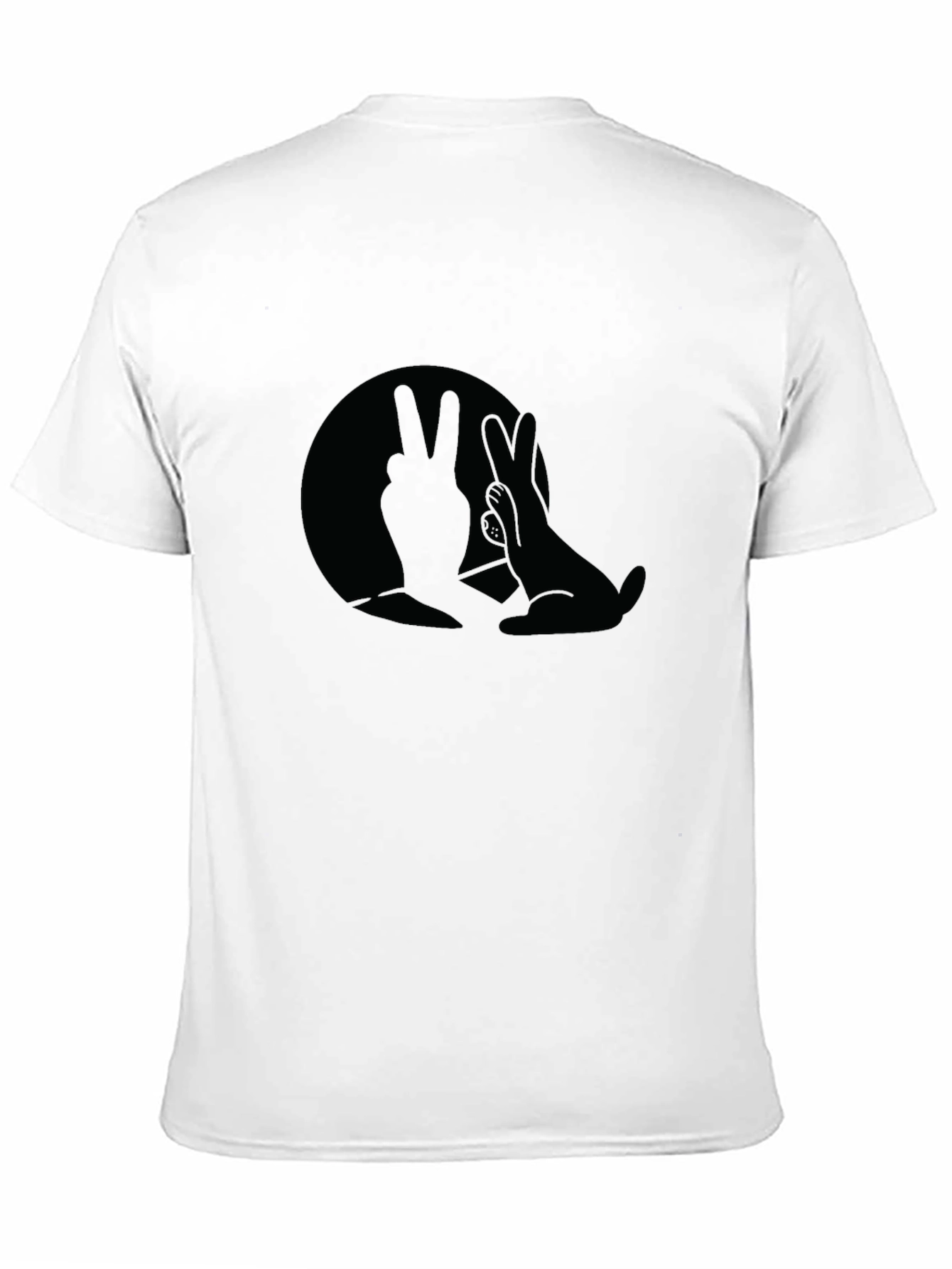 Black T-Shirt with Bunny Hand Shadow Graphic