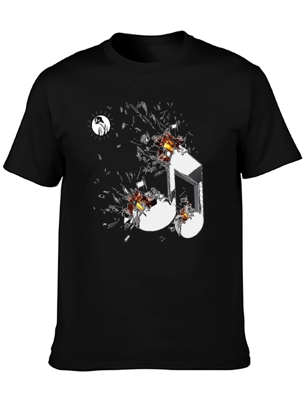 Shattered Music Note Black Graphic Tee