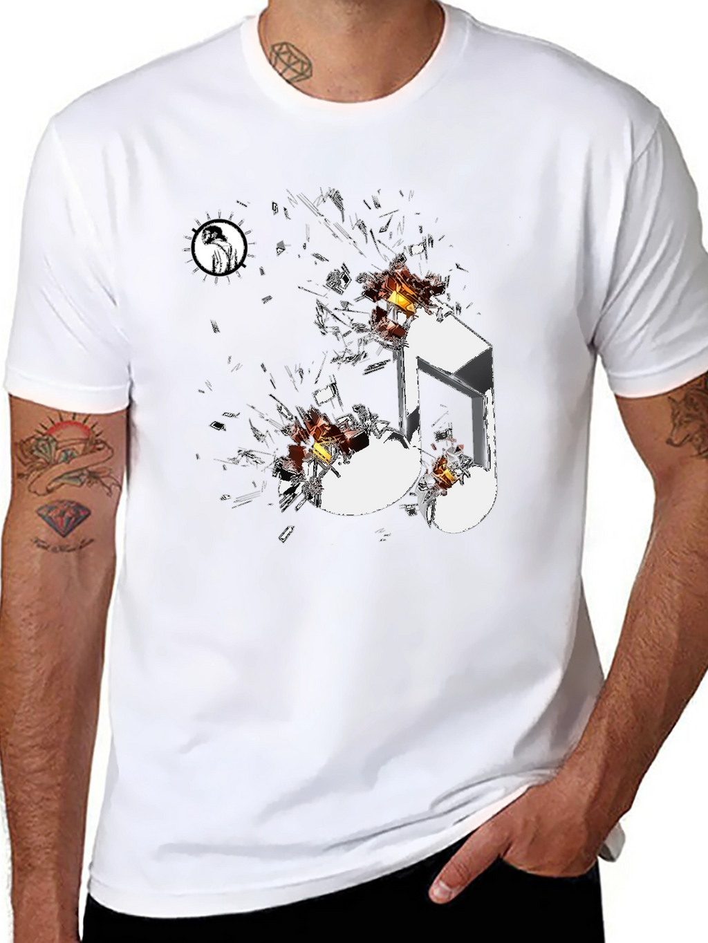 Shattered Music Note Black Graphic Tee